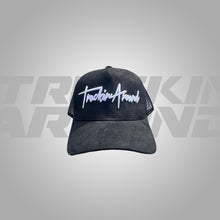 Load image into Gallery viewer, Truckin Around Cursive white logo mesh hat
