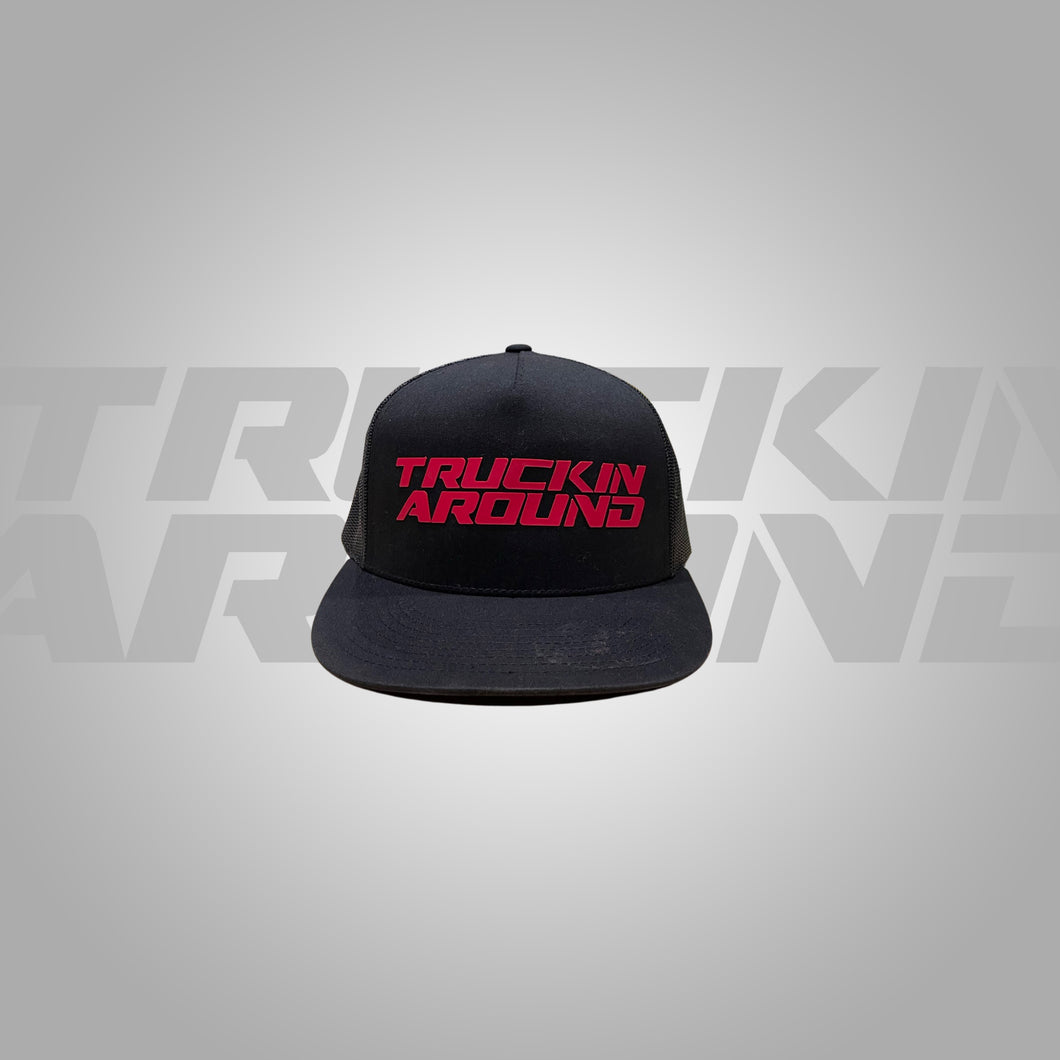 BLACK RED LOGO MESH HATS