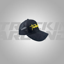 Load image into Gallery viewer, Truckin Around Cursive gold logo mesh hat
